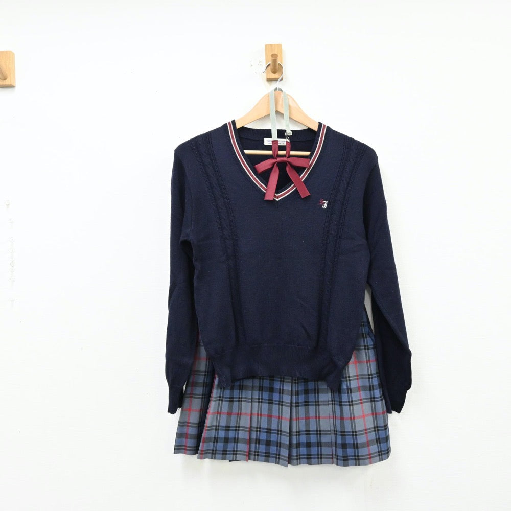 【中古】茨城県 私立水城高等学校 女子制服 4点（ニット・ニットベスト・スカート）sf012393