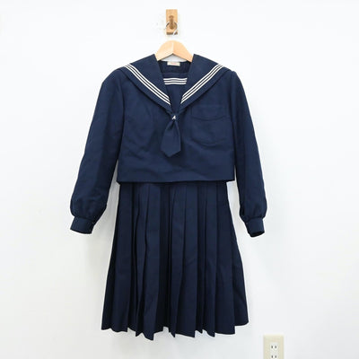 【中古】福岡県 朝倉市立甘木中学校 女子制服 3点（セーラー服・ジャンパースカート）sf012400