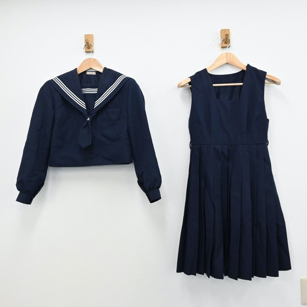 【中古】福岡県 朝倉市立甘木中学校 女子制服 3点（セーラー服・ジャンパースカート）sf012400