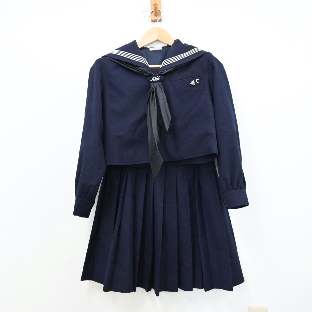 【中古】福岡県 福岡県立朝倉高等学校 女子制服 5点（セーラー服・ニット・スカート）sf012401