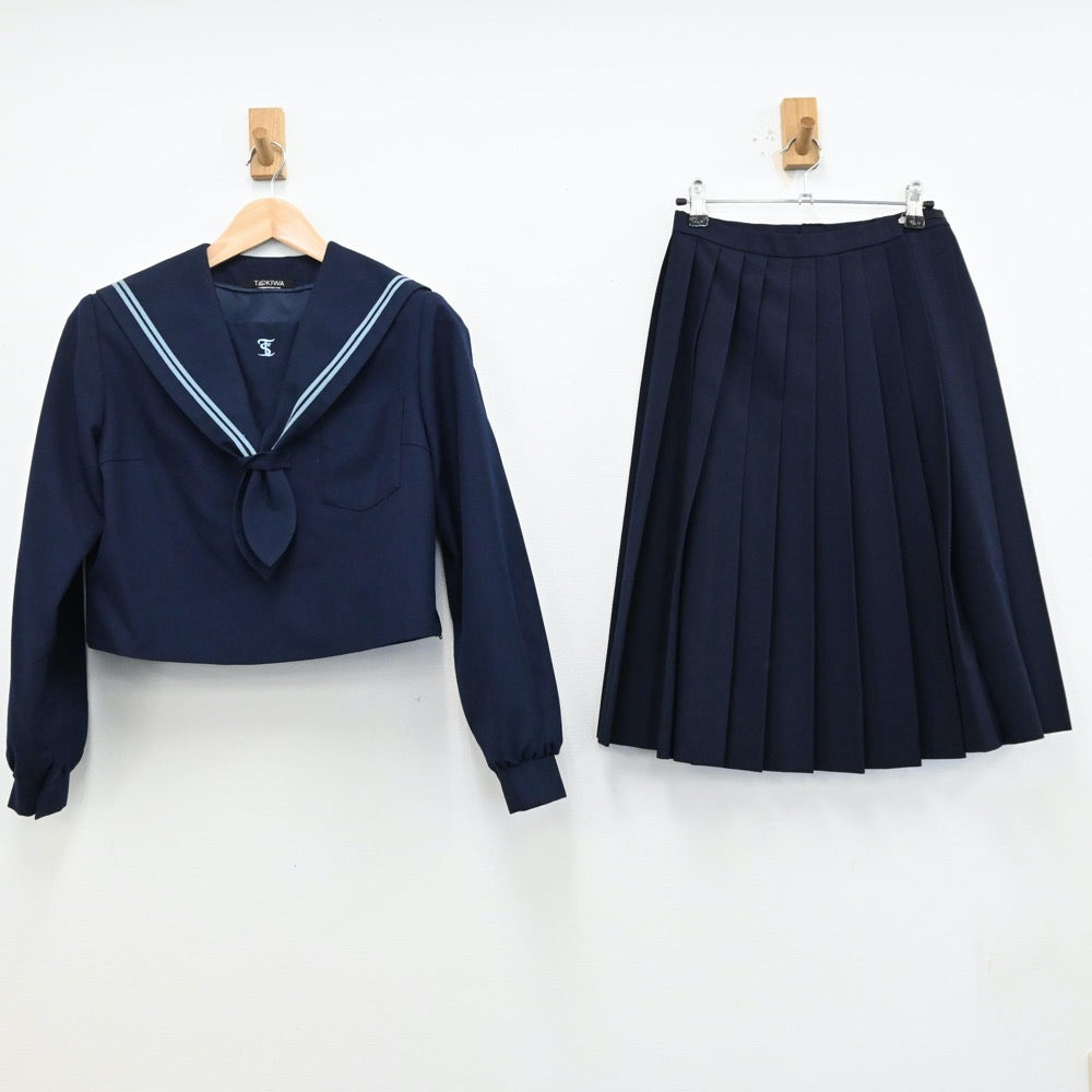 【中古】大分県 大分県立大分鶴崎高等学校 女子制服 4点（セーラー服・スカート・スカート）sf012408