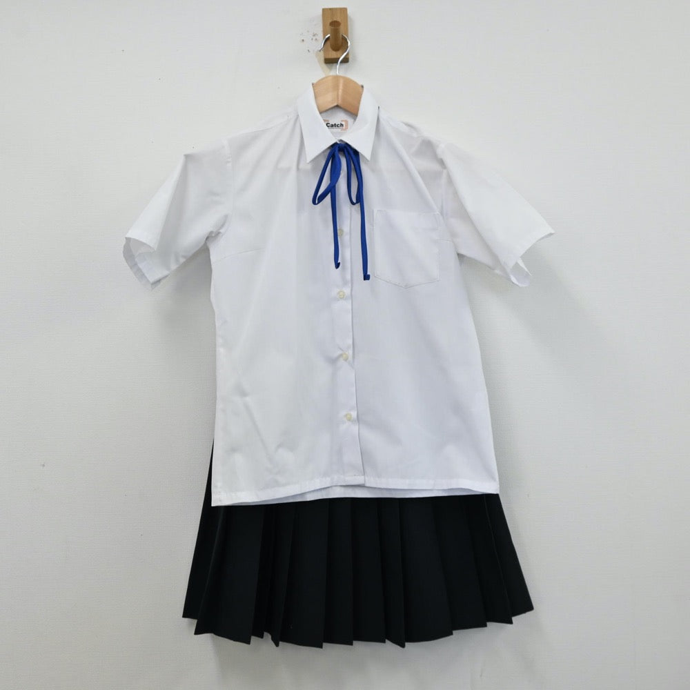 【中古】市立守山中学校 女子制服 5点（シャツ・ニットベスト・スカート・スカート）sf012412