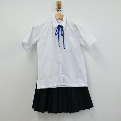 【中古】市立守山中学校 女子制服 5点（シャツ・ニットベスト・スカート・スカート）sf012412