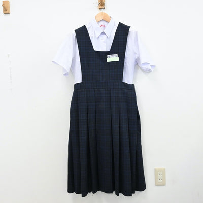 【中古】福岡県 福岡市立柏原中学校 女子制服 2点（シャツ・ジャンパースカート）sf012420