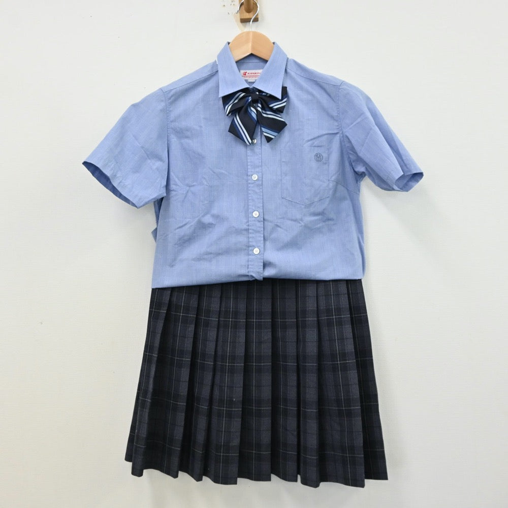 【中古】神奈川県 朋優学院高等学校 女子制服 4点（シャツ・シャツ・ニットベスト・スカート）sf012427