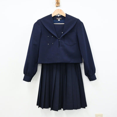 【中古】愛知県 安城西中学校 女子制服 2点（セーラー服・スカート）sf012430