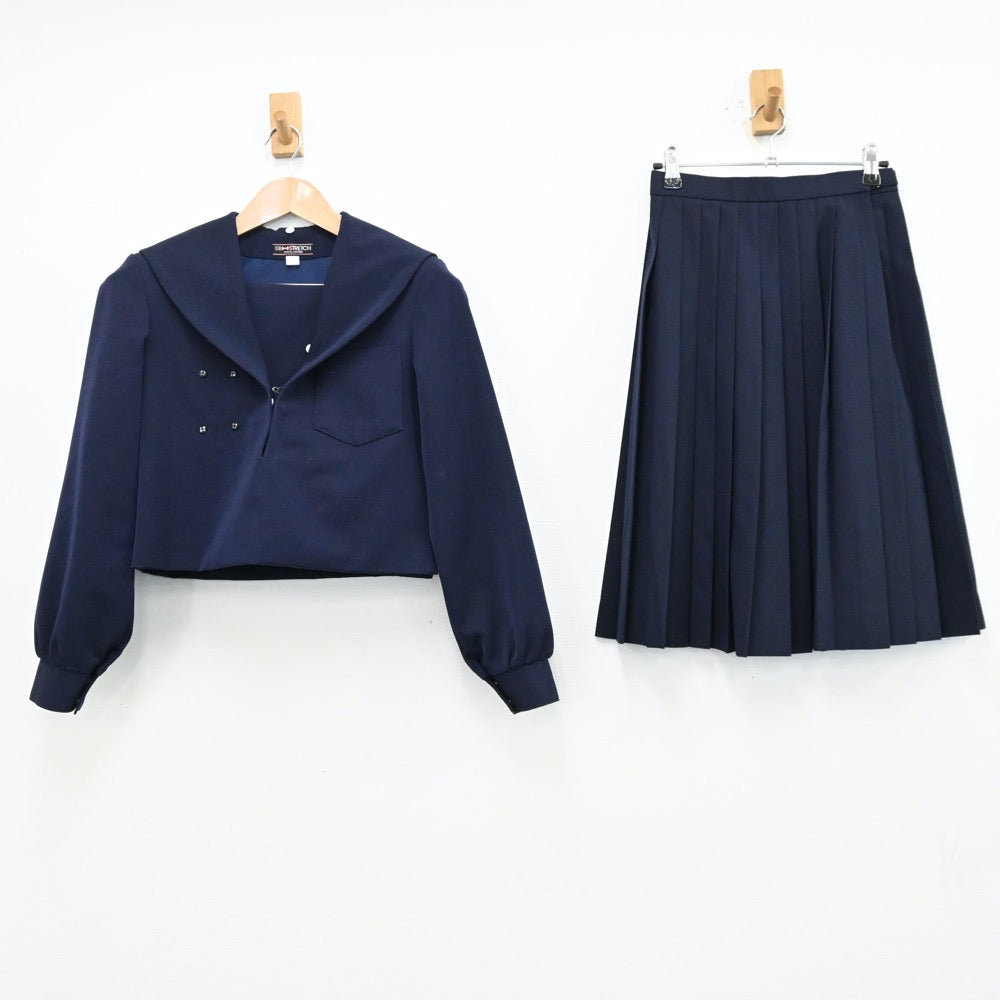 【中古】愛知県 安城西中学校 女子制服 2点（セーラー服・スカート）sf012430