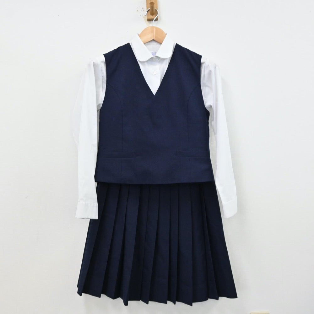 【中古】北海道 北海道北広島市立西部中学校 女子制服 5点（ブレザー・シャツ・ベスト・スカート・シャツ）sf012434