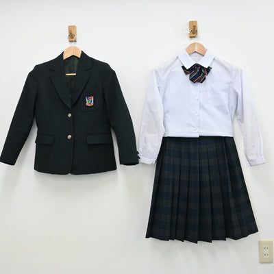 【中古】埼玉県 熊谷市立富士見中学校 女子制服 4点（ブレザー・シャツ・スカート）sf012437