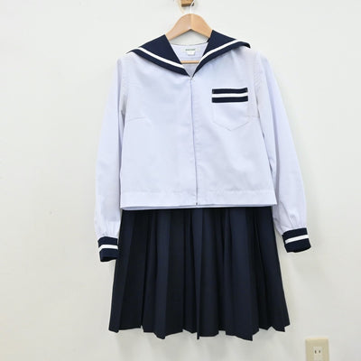 【中古】静岡県 磐田南高等学校 女子制服 3点（セーラー服・スカート）sf012441