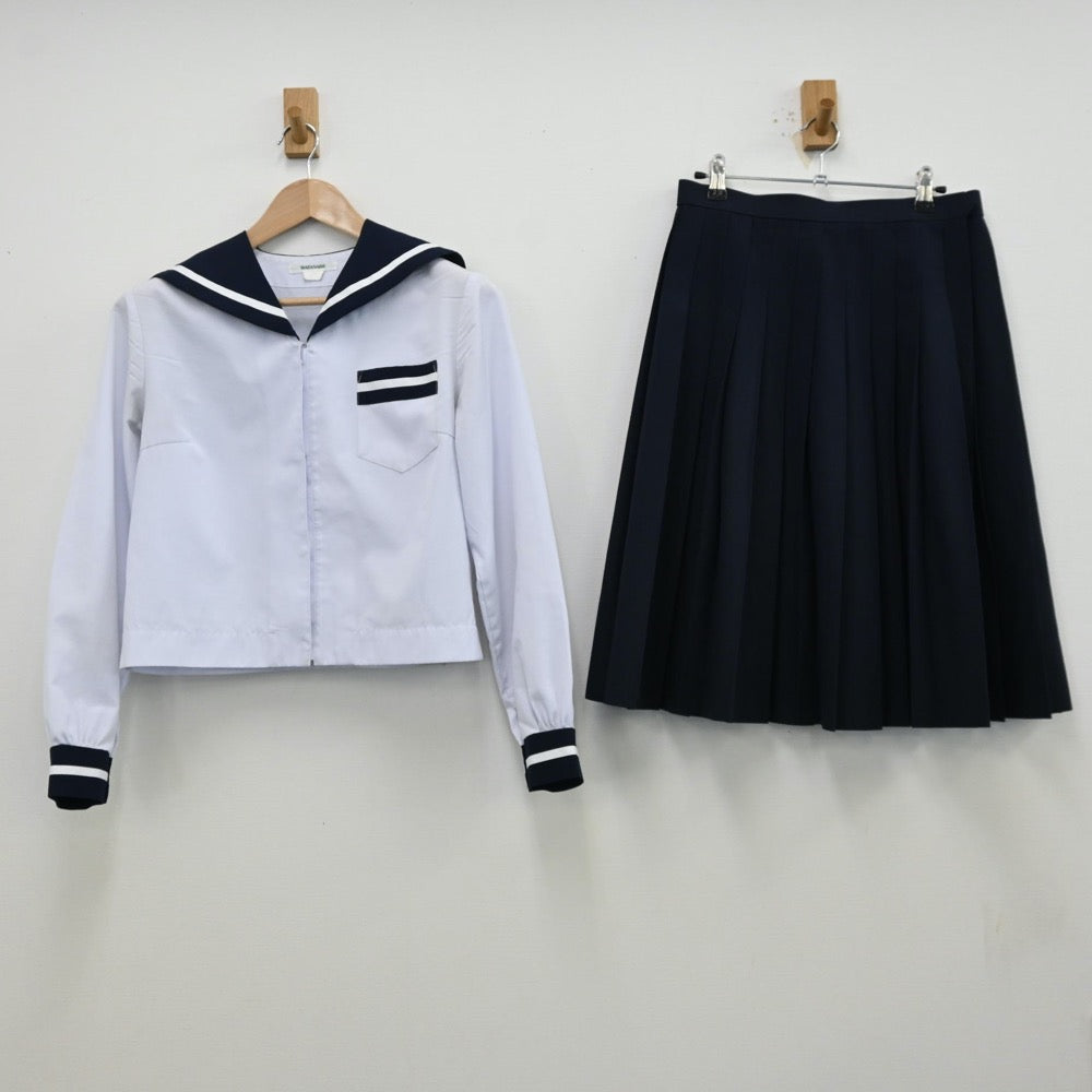 【中古】静岡県 磐田南高等学校 女子制服 3点（セーラー服・スカート）sf012441