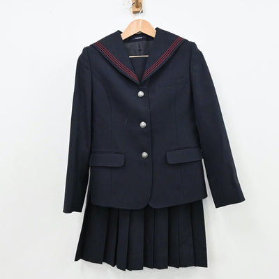 【中古】大阪府 早稲田摂陵高等学校 女子制服 4点（セーラー服・ニット・スカート）sf012465