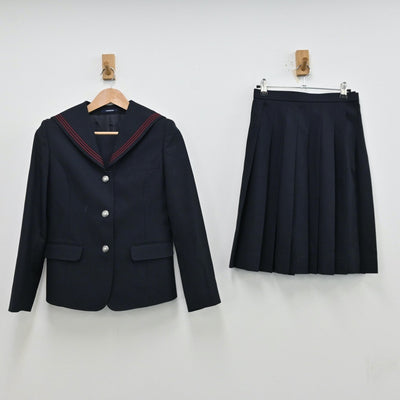 【中古】大阪府 早稲田摂陵高等学校 女子制服 4点（セーラー服・ニット・スカート）sf012465