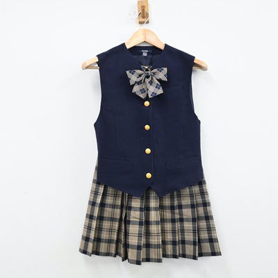 【中古】東京都 足立区立東綾瀬中学校 女子制服 3点（ベスト・スカート）sf012481