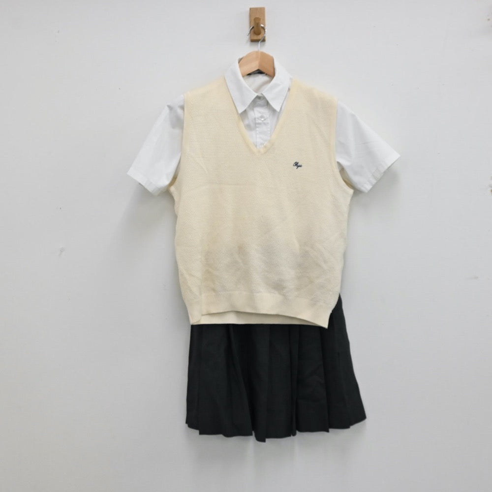 【中古】東京都 鴎友学園女子中学校 女子制服 3点（シャツ・ニットベスト・スカート）sf012497