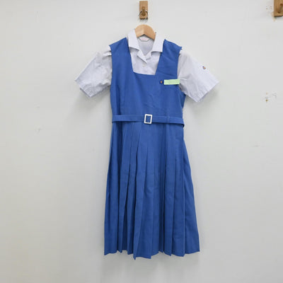 【中古】福岡県 久留米市立牟田山中学校 女子制服 2点（シャツ・ジャンパースカート）sf012499