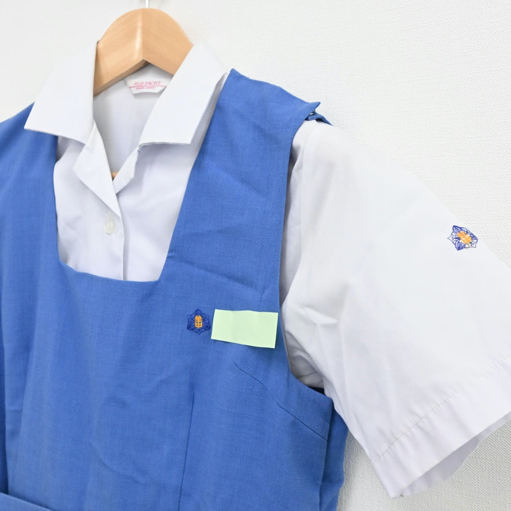 【中古】福岡県 久留米市立牟田山中学校 女子制服 2点（シャツ・ジャンパースカート）sf012499