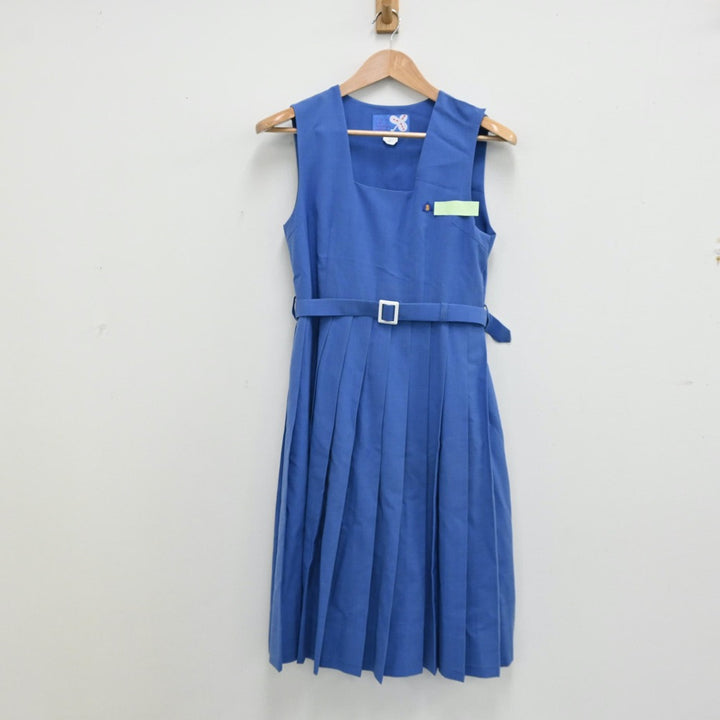 【中古】福岡県 久留米市立牟田山中学校 女子制服 2点（シャツ・ジャンパースカート）sf012499