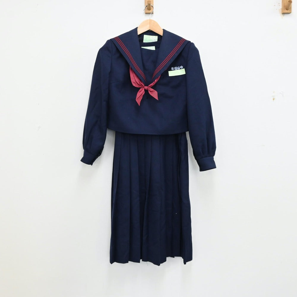 【中古】福岡県 久留米市立牟田山中学校 女子制服 2点（セーラー服・ジャンパースカート）sf012500