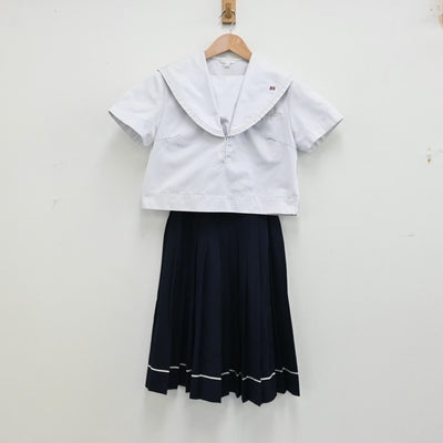 【中古】福岡県 福岡県立直方高等学校 女子制服 3点（セーラー服・スカート）sf012509