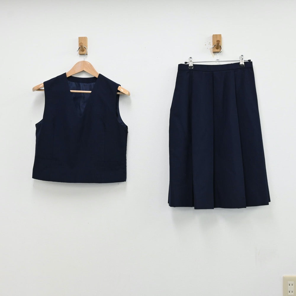 【中古】茨城県 筑西市立下館西中学校 女子制服 2点（ベスト・スカート）sf012511