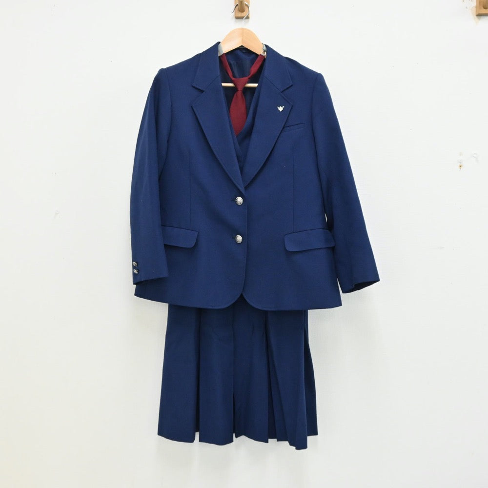 【中古】千葉県 船橋市立坪井中学校 女子制服 4点（ブレザー・ベスト・スカート）sf012532