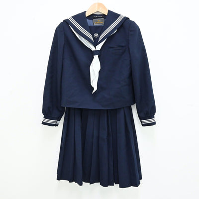 【中古】岩手県 盛岡市立見前中学校 女子制服 3点（セーラー服・スカート）sf012541