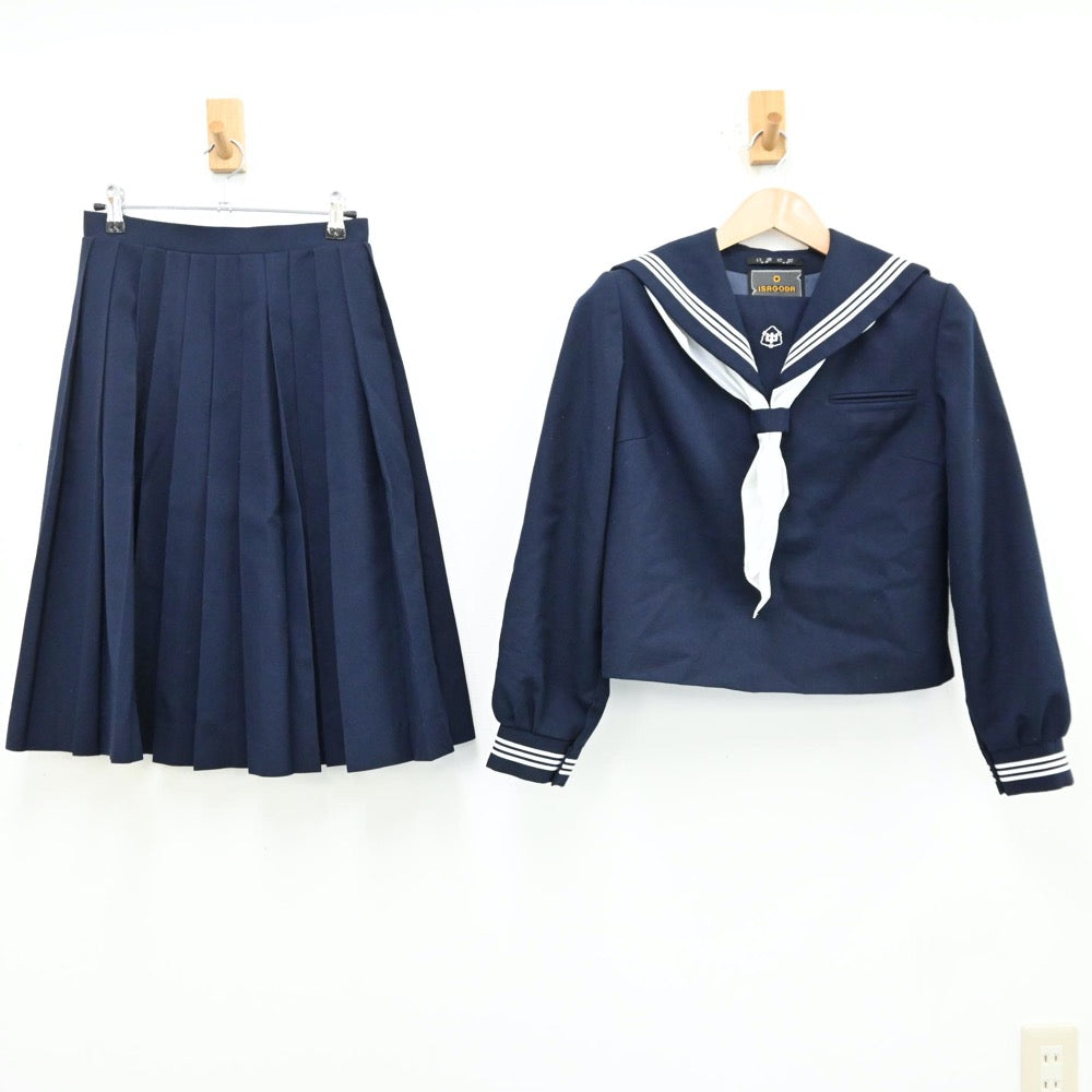 【中古】岩手県 盛岡市立見前中学校 女子制服 3点（セーラー服・スカート）sf012541