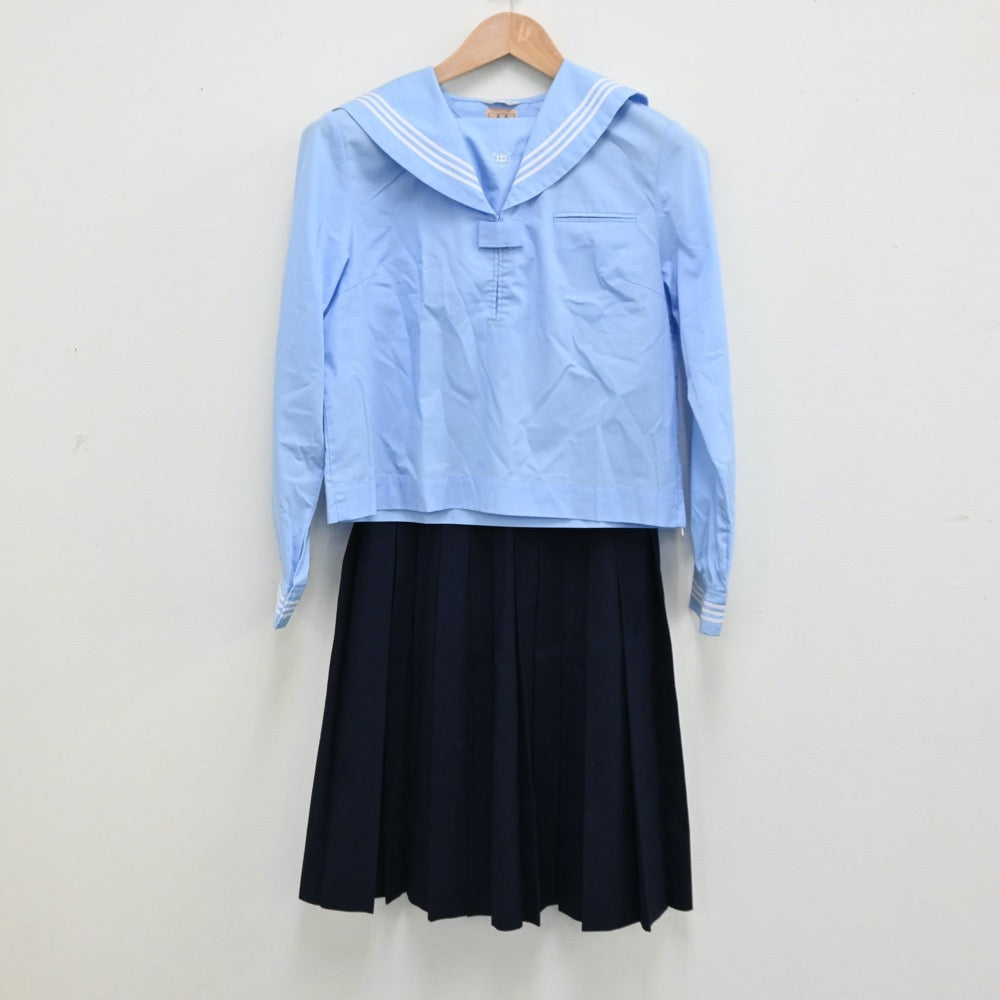 【中古】岩手県 盛岡市立見前中学校 女子制服 3点（セーラー服・スカート）sf012542