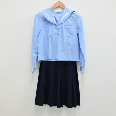 【中古】岩手県 盛岡市立見前中学校 女子制服 3点（セーラー服・スカート）sf012542