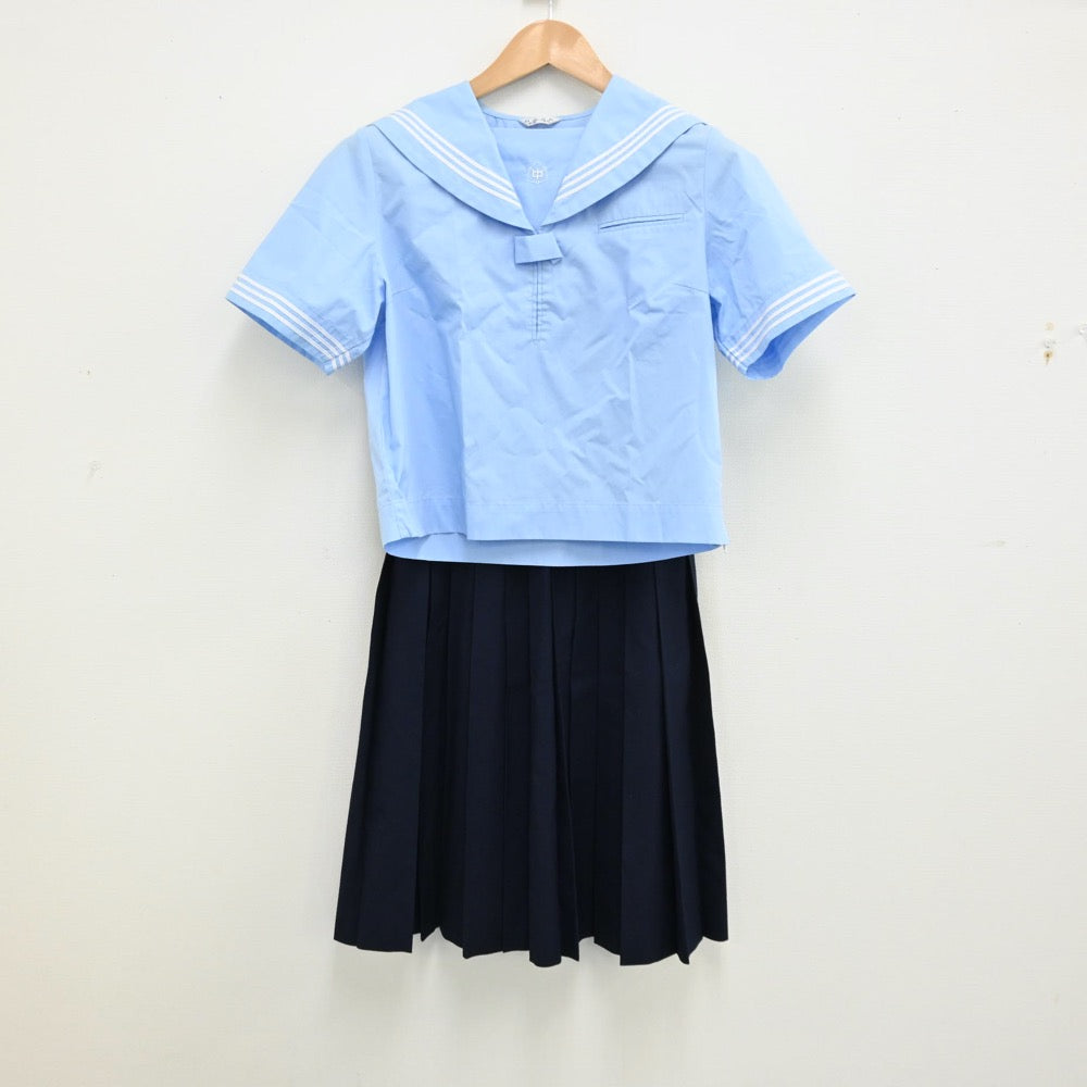 【中古】岩手県 盛岡市立見前中学校 女子制服 3点（セーラー服・スカート）sf012542