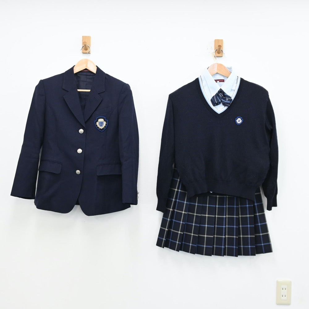 【中古】愛知県 日本福祉大学付属高等学校 女子制服 5点（ブレザー・シャツ・ニット・スカート）sf012554