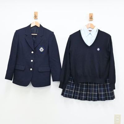 【中古】愛知県 日本福祉大学付属高等学校 女子制服 4点（ブレザー・シャツ・ニット・スカート）sf012555