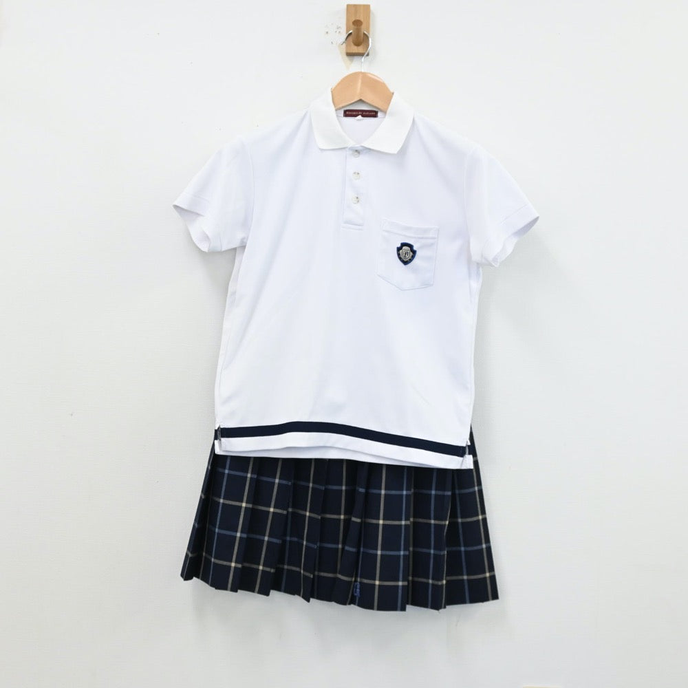 【中古】愛知県 日本福祉大学付属高等学校 女子制服 4点（シャツ・シャツ・ニットベスト・スカート）sf012558