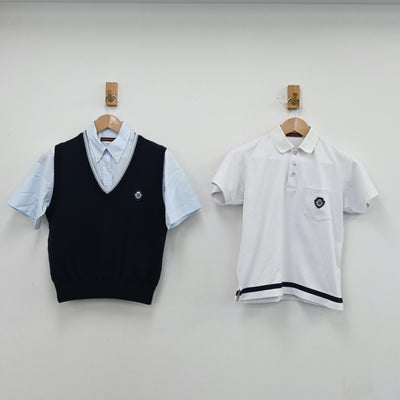 【中古】愛知県 日本福祉大学付属高等学校 女子制服 3点（シャツ・シャツ・ニットベスト）sf012560