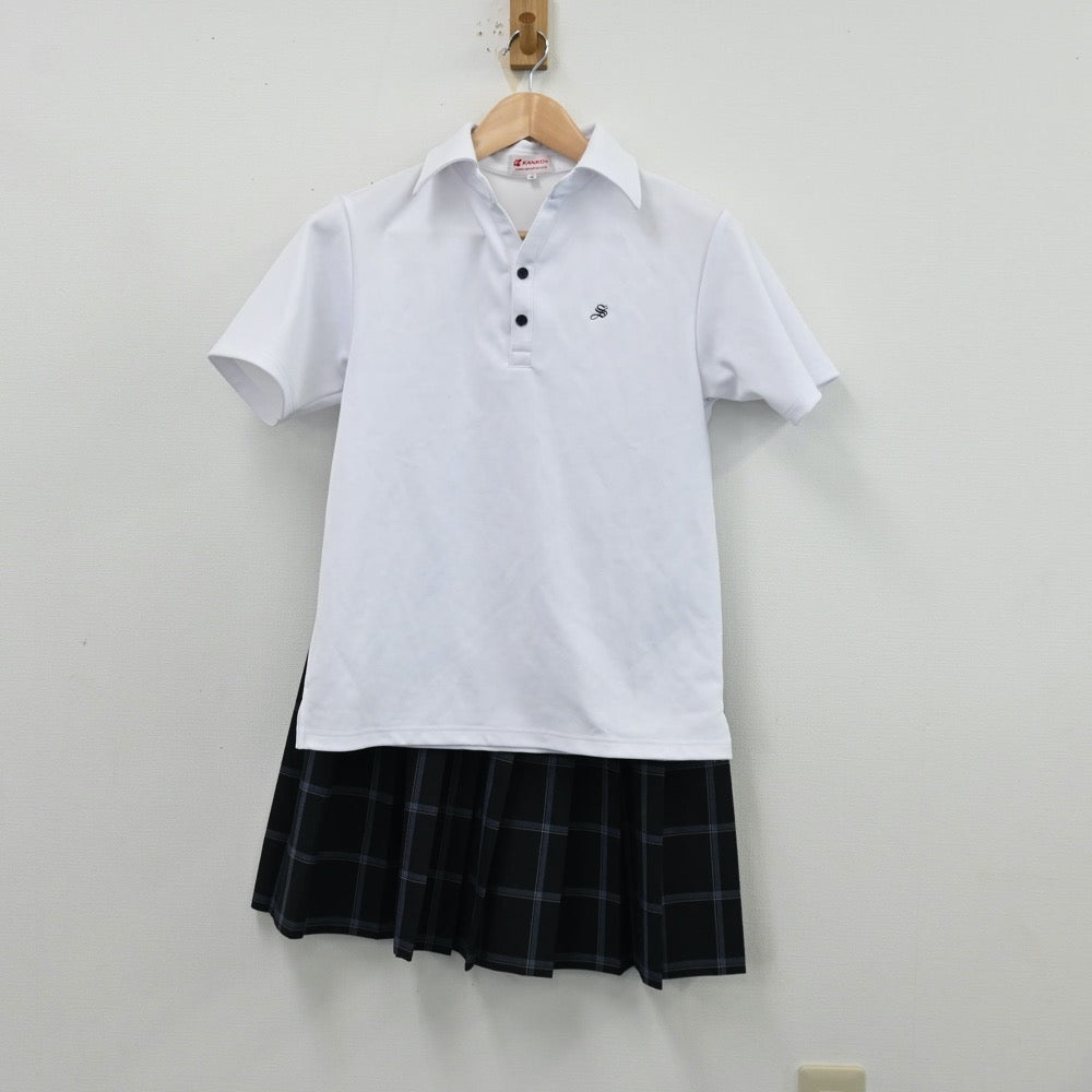 【中古】北海道 札幌新陽高等学校 女子制服 4点（シャツ・シャツ・ニットベスト・スカート）sf012571