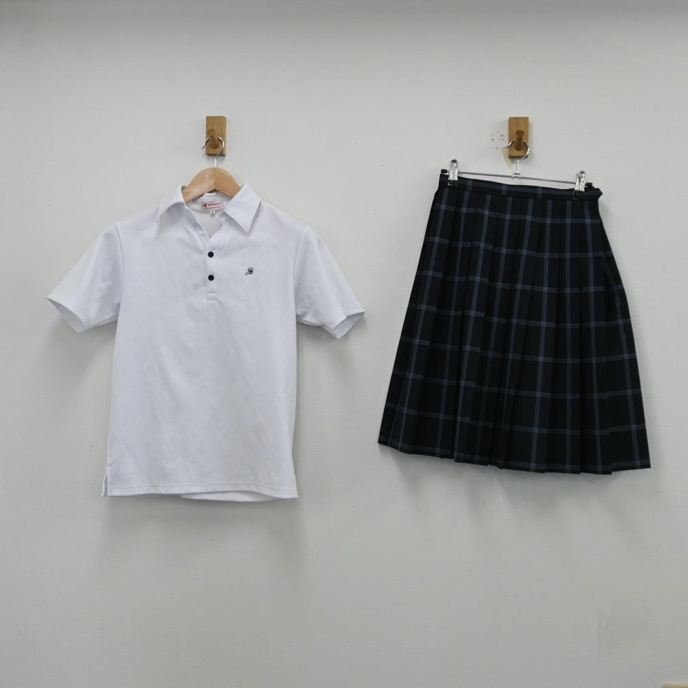 【中古】北海道 札幌新陽高等学校 女子制服 4点（シャツ・シャツ・ニットベスト・スカート）sf012571