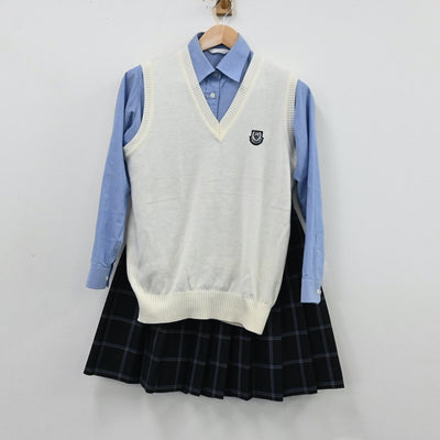 【中古】北海道 札幌新陽高等学校 女子制服 3点（シャツ・ニットベスト・スカート）sf012572