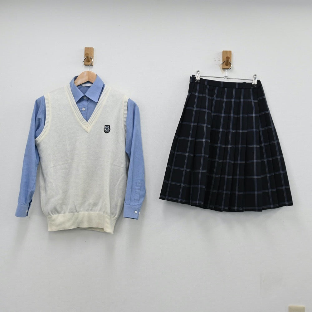 【中古】北海道 札幌新陽高等学校 女子制服 3点（シャツ・ニットベスト・スカート）sf012572