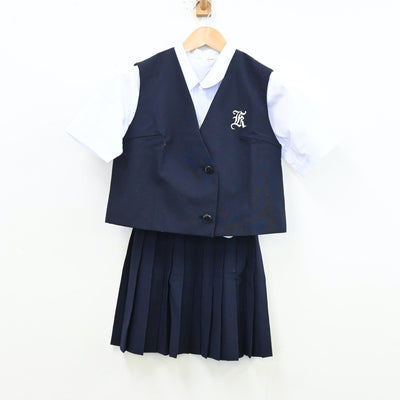 【中古】愛知県 名古屋市立北高等学校 女子制服 3点（シャツ・ベスト・スカート）sf012581