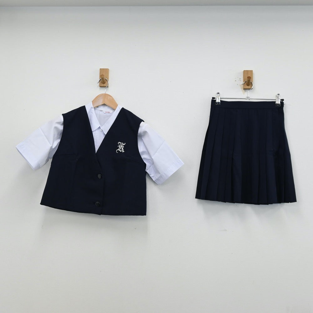 【中古】愛知県 名古屋市立北高等学校 女子制服 3点（シャツ・ベスト・スカート）sf012581