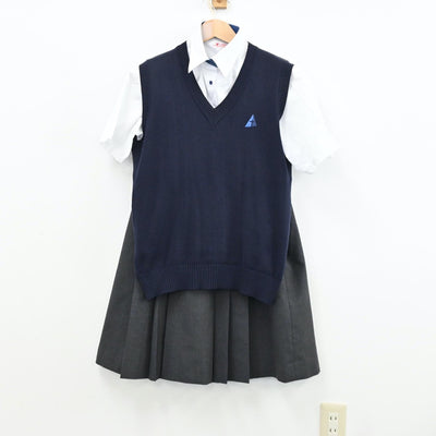 【中古】神奈川県 アレセイア湘南高等学校 女子制服 3点（シャツ・ニット・スカート）sf012598