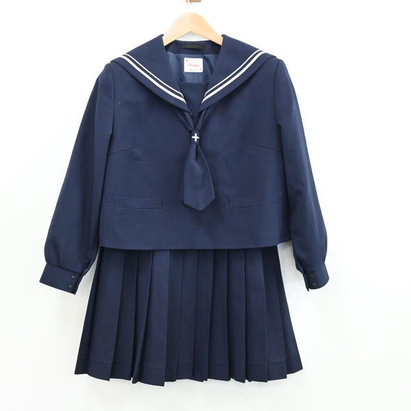 【中古】山形県 山形市立第十中学校 女子制服 3点（セーラー服・スカート）sf012616