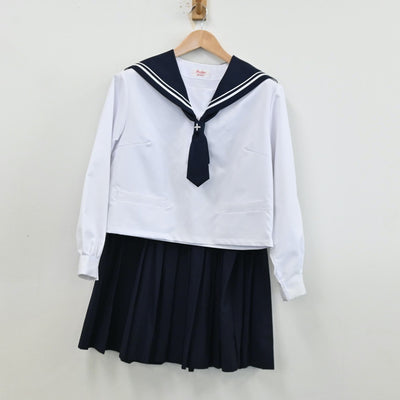 【中古】山形県 山形市立第十中学校 女子制服 5点（セーラー服・スカート）sf012617