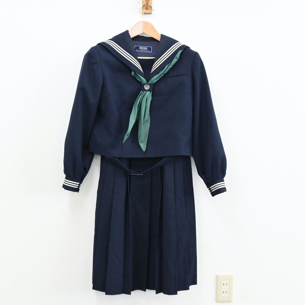 【中古】埼玉県 八潮市立八條中学校 女子制服 3点（セーラー服・ジャンパースカート）sf012632