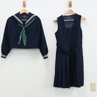 【中古】埼玉県 八潮市立八條中学校 女子制服 3点（セーラー服・ジャンパースカート）sf012632