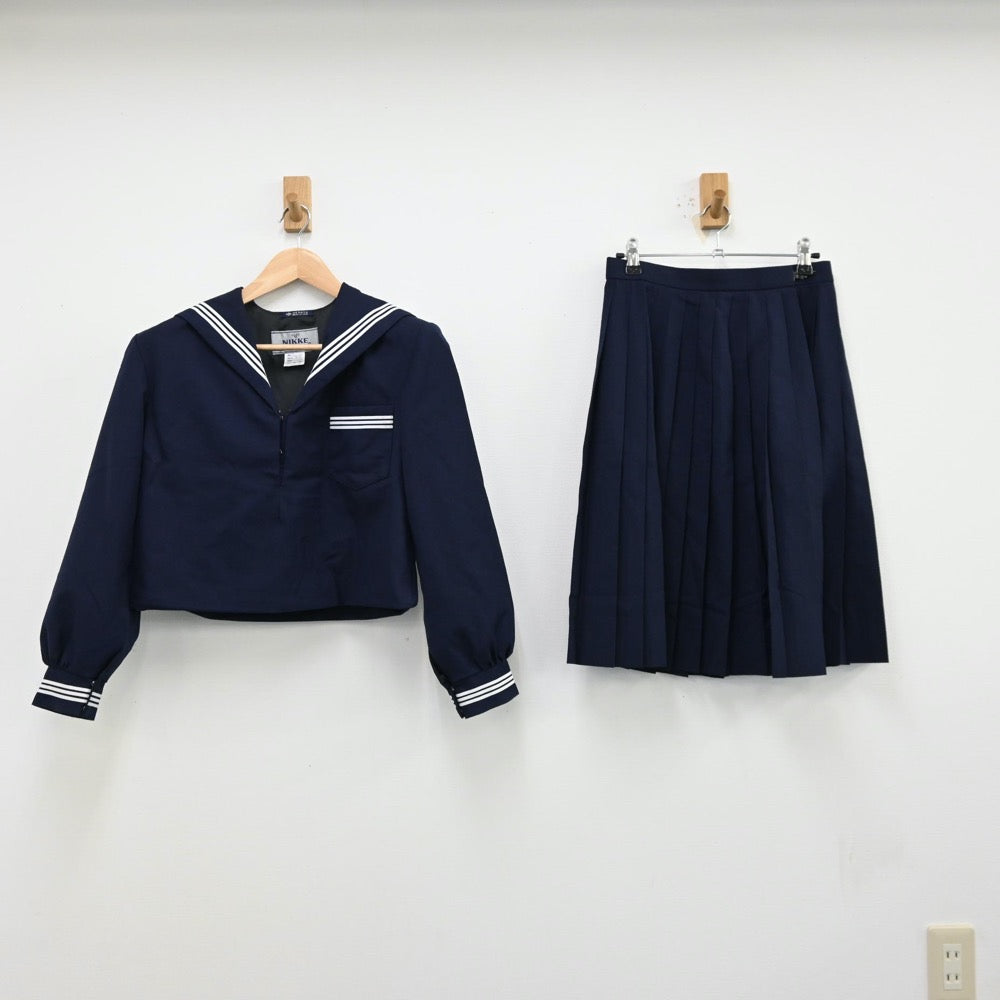 【中古】兵庫県 双葉中学校 女子制服 3点（セーラー服・スカート）sf012646