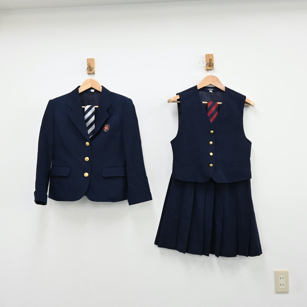 【中古】埼玉県 埼玉県立越谷南高校 女子制服 5点（ブレザー・ベスト・スカート）sf012650