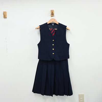 【中古】埼玉県 埼玉県立越谷南高校 女子制服 5点（ブレザー・ベスト・スカート）sf012650