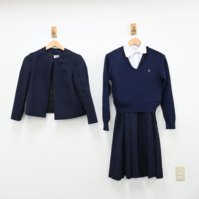 【中古】和歌山県 和歌山信愛高等学校 女子制服 4点（ブレザー・ニット・シャツ・ジャンパースカート）sf012651